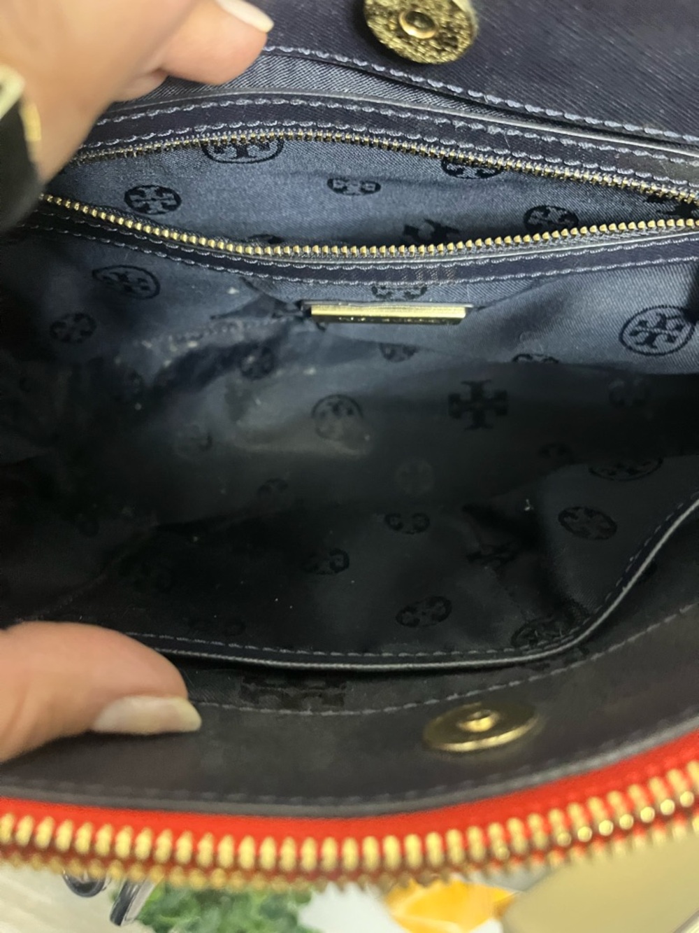 Tory Burch Black Tote with Red Heart Cutouts - Picture 13 of 15